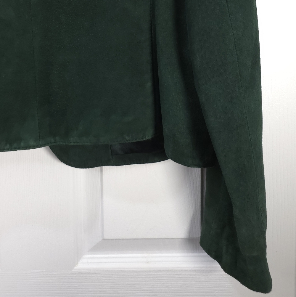 DANIER Green Suede Leather Blazer Jacket - Soft as Butter - Size L Quiet Lux - Picture 8 of 9